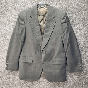 Embassy Square Mens Grey Glen Plaid 100% Pure Wool Blazer Sport Coat Made in USA